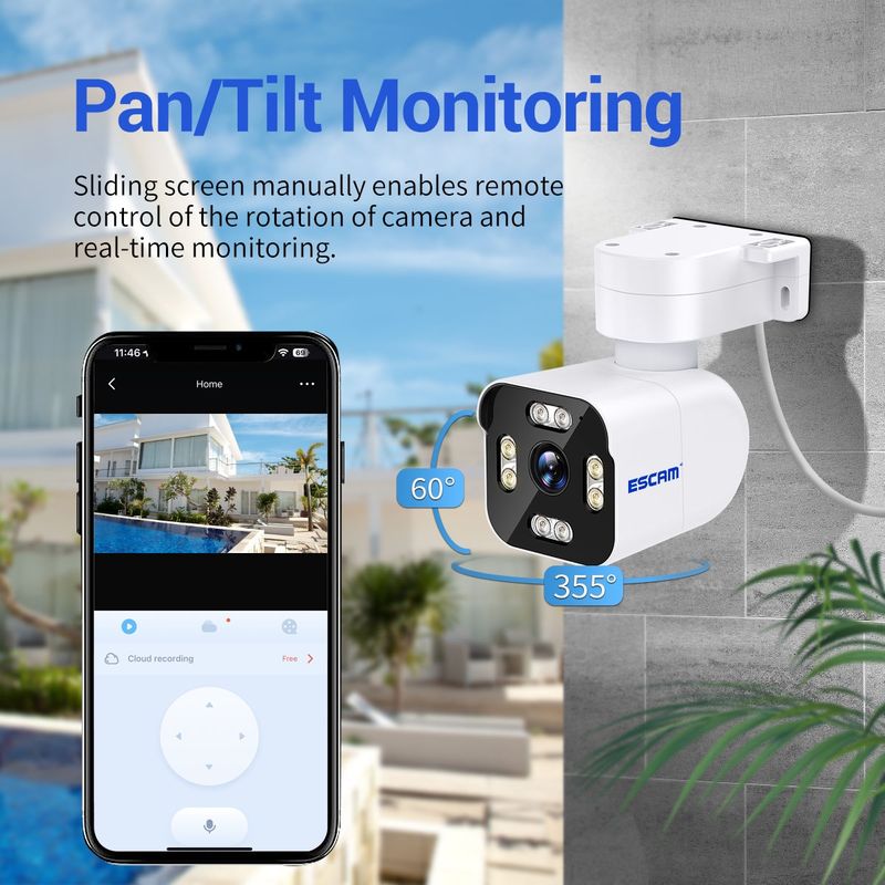 Κάμερα IP WiFi PT303 3MP HD με ανίχνευση κίνησης, έλεγχο πανοραμικής λήψης και κλίσης (EU Plug)_voghion.com
