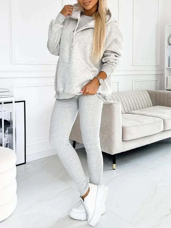 Ensemble 3 pièces pour femme : sweat à capuche, gilet côtelé et jogging – Tenue de détente athlétique (noir/blanc/bleu marine/12 couleurs, S-XXXL)_voghion.com
