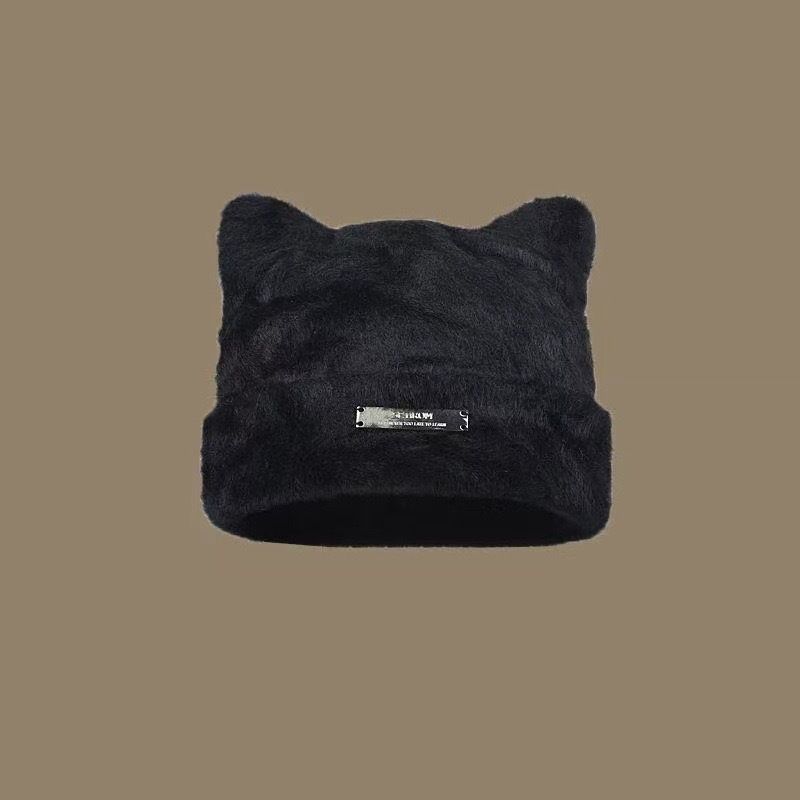 Nuovo cappello lavorato a maglia con orecchie di gatto carine (pane a forma di orecchie di gatto al vapore), protezione per le orecchie calde e fredde, cappello alla moda versatile Baotou_voghion.com