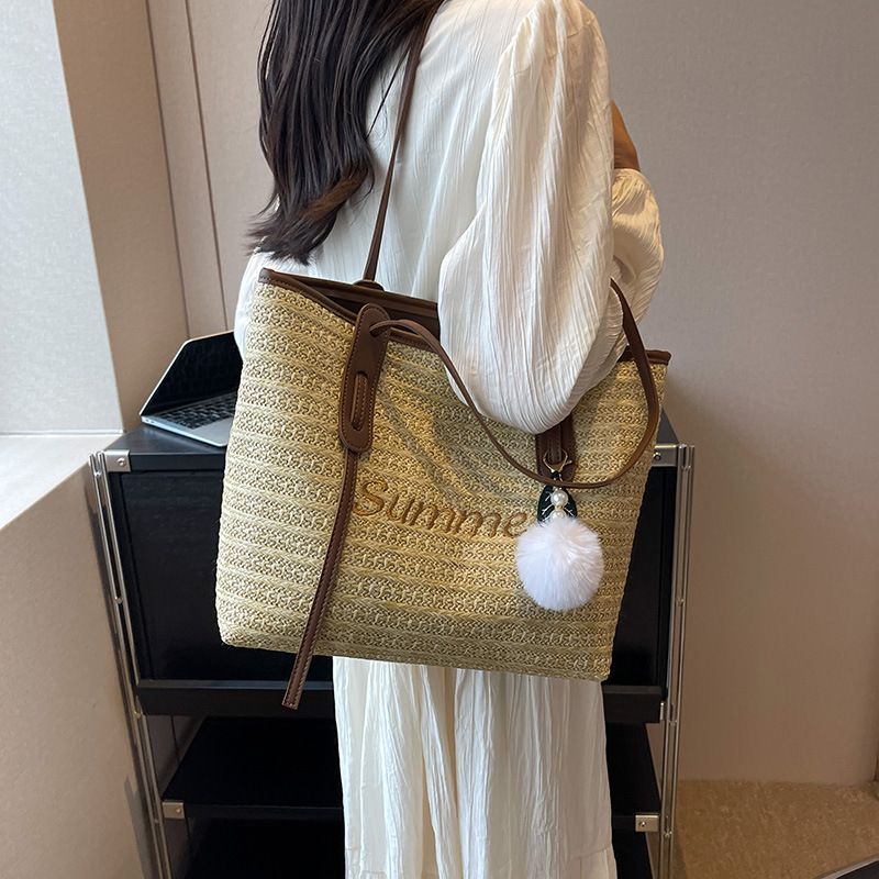 Borsa a tracolla in paglia di grande capacità, nuova moda e alla moda, intrecciata, modello 2025, per donna_voghion.com