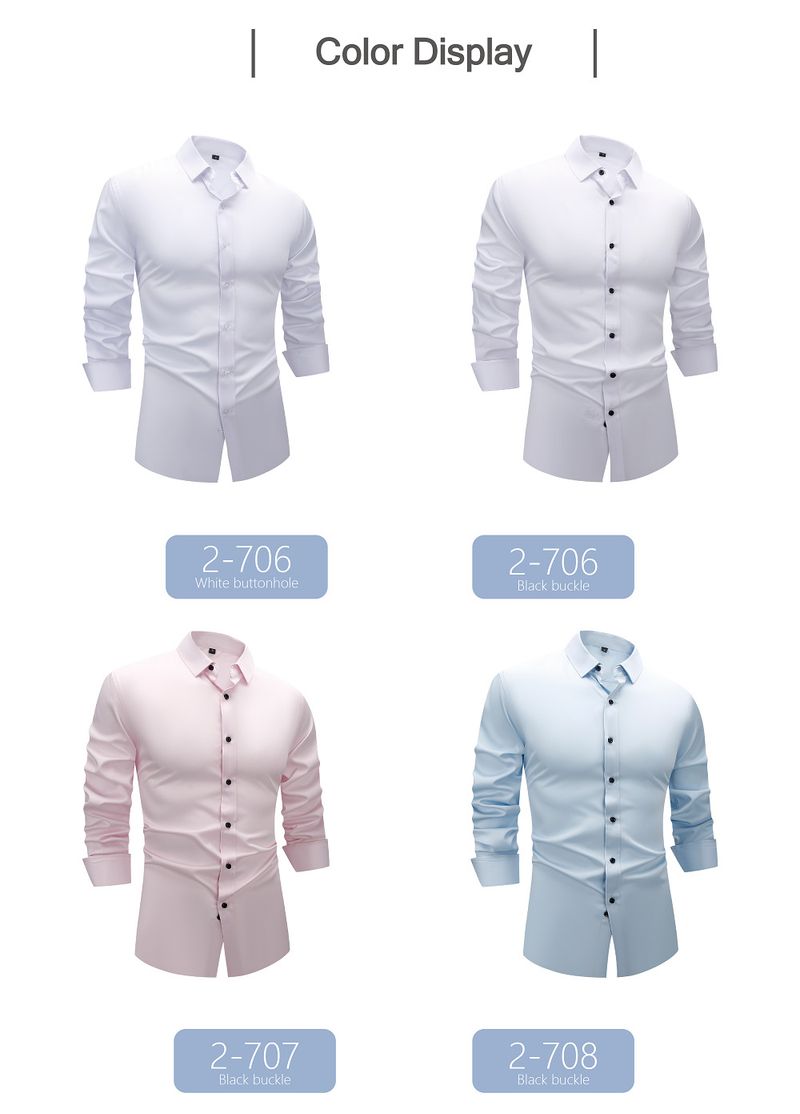 Camicia da uomo elasticizzata semitrasparente – Camicia casual da lavoro in poliestere elasticizzato a 4 vie con comfort traspirante per l'ufficio e la sera_voghion.com