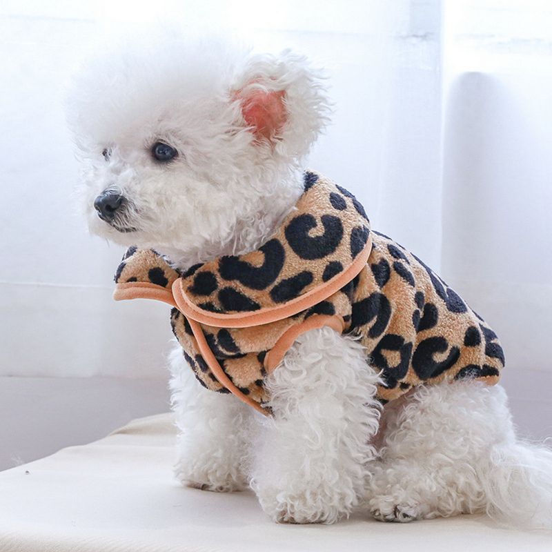 Guangying Haustier-Weste, Puppenhalsband, Leopardenmuster, ärmellos, zweibeiniger Welpen-Hunde-Pyjama-Kostüm, Heimtierbedarf_voghion.com