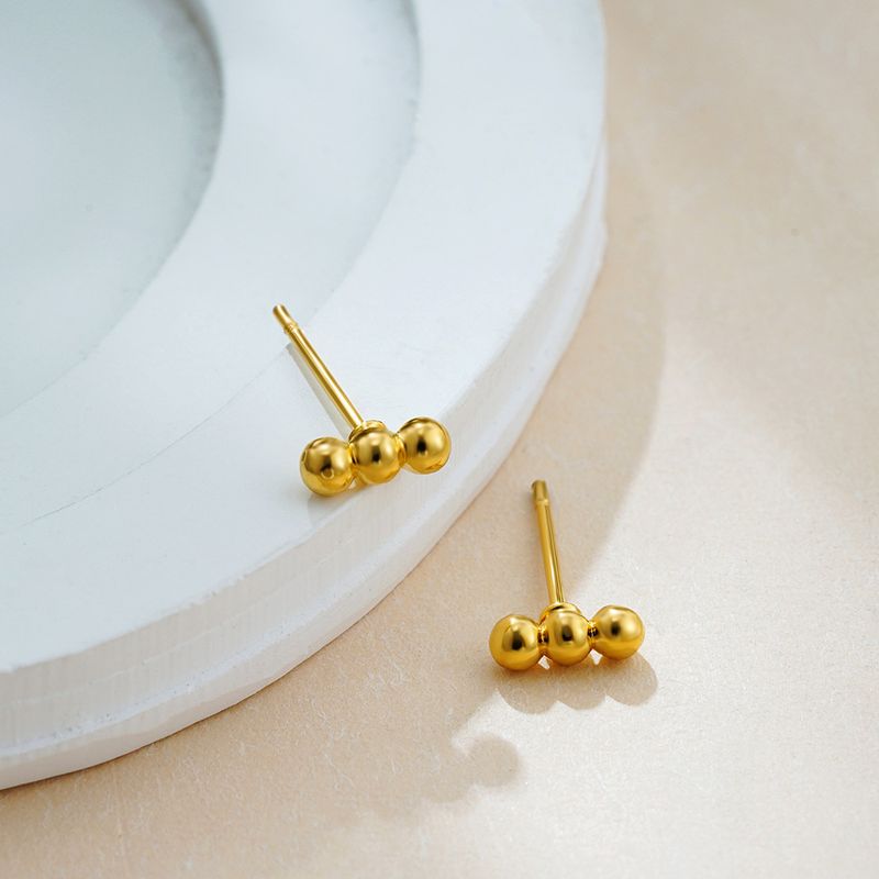 Set di gioielli da donna, alla moda, di tendenza, orecchini lisci in oro e argento placcati in rame misto, stile INS, orecchini geometrici a tre pezzi_voghion.com