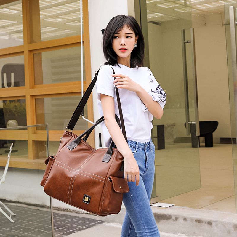 Borsa a mano da donna alla moda, grande, casual, da pendolare, a tracolla, in morbida pelle._voghion.com