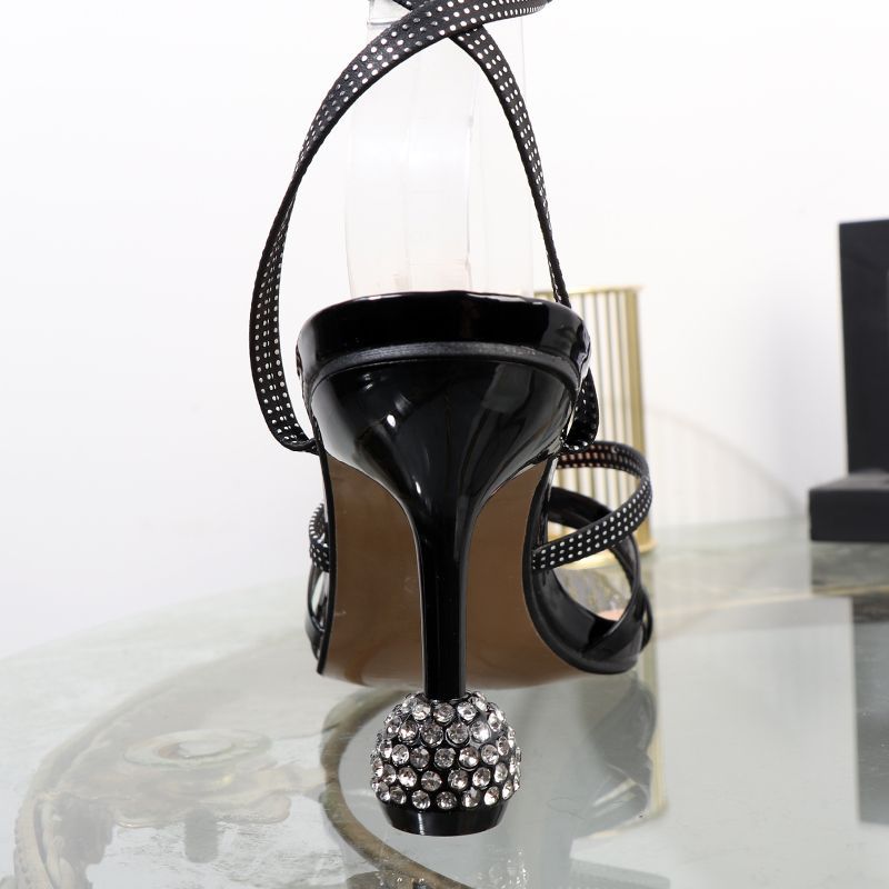 Cross Tie Roman 2023 Summer Open Toe Lace Up Slim Heel High Heels Sandals Fashion Banquet Women's Shoes_voghion.com
