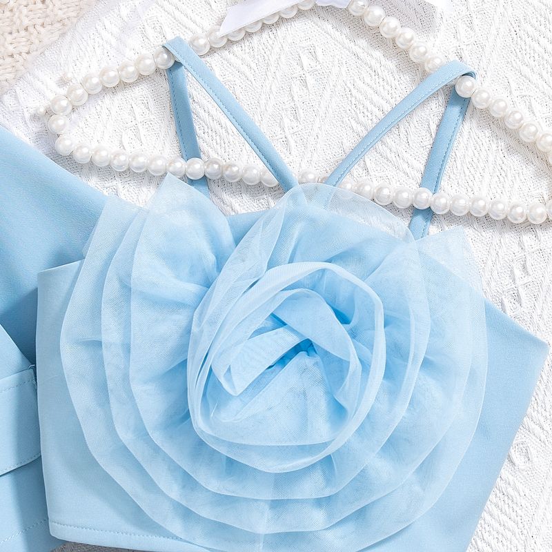 Παιδικά Ρούχα Άνοιξη και Φθινόπωρο Νέο Κοριτσίστικο Κοστούμι με Μακρυμάνικο Μπουφάν + Εσωτερικό με Λουλούδια + Σορτς Τριπλό Κοστούμι_voghion.com