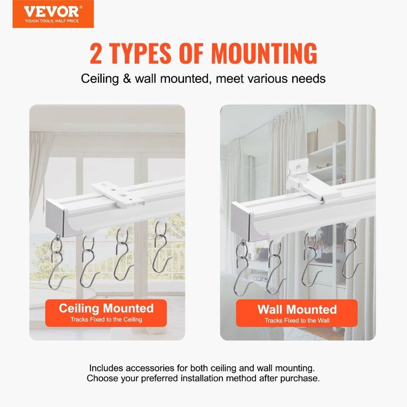 1.8 With Room Hooks Ceiling 5.9 Set Curtain FT Divider White Meter Track_voghion.com