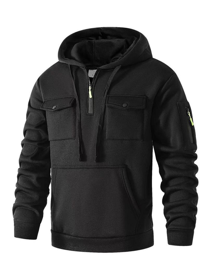 Felpa da uomo autunnali e invernali con cappuccio, multitasche, a maniche lunghe, giacca in velluto, casual, sportiva_voghion.com