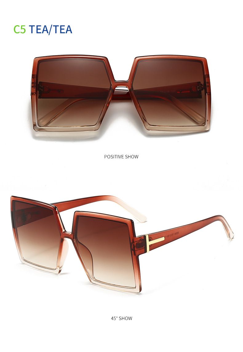 Lunettes de soleil pour femmes, monture carrée colorée, style rétro, polyvalentes et tendance_voghion.com