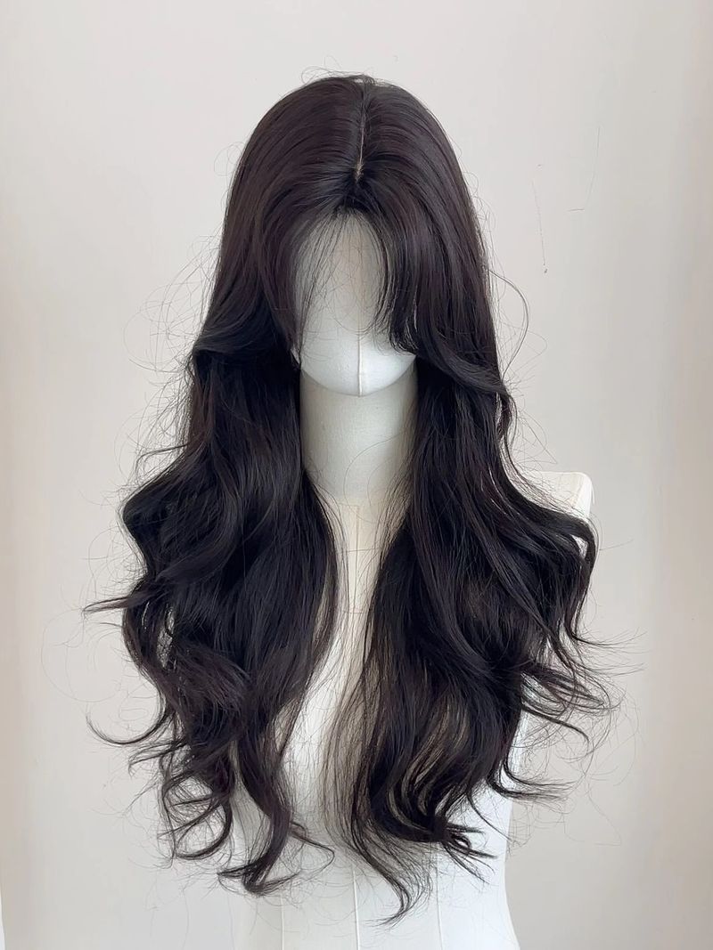 Korean Temperament Big Wave Simulation Hair Bangs Autumn And Winter Wig Women's Natural Full Head Cover_voghion.com