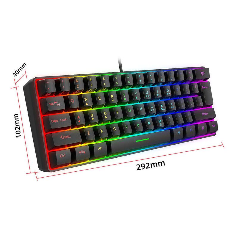 87-key Wired Gaming Keyboard Cool Mechanical Feel, RGB Colorful Lighting, Compatible With Computers, Laptops, And USB_voghion.com