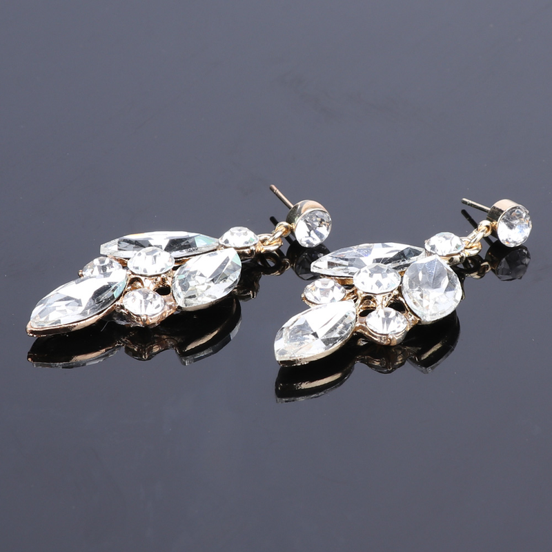 Mujer Boda Nupcial Cristal Austriaco Racimo Collares Llamativos Pendientes Fiesta Disfraz Conjunto de joyería Regalos_voghion.com