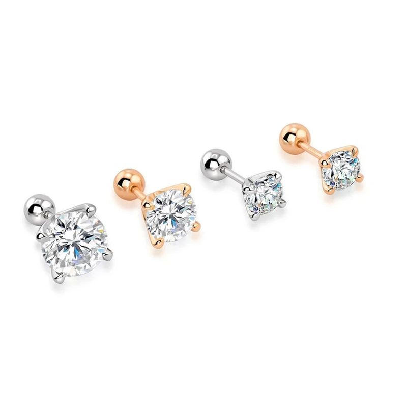 Orecchini in argento con moissanite Orecchini a vite con quattro griffe 30 punti 50 punti 1 carato Orecchini di nicchia alla moda_voghion.com