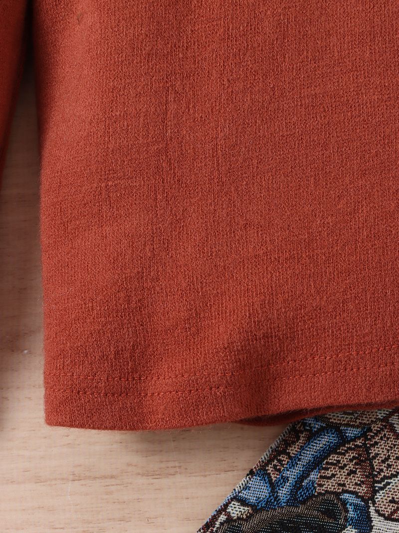 Bezauberndes Trägerkleid-Set mit Bärenstickerei für Mädchen – Langarm-Outfit aus weichem Polyester (4–7 Jahre, schokoladenbraun, Cartoon-Druck, zweiteilig)_voghion.com