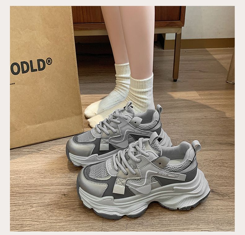 Thick Soled Dad Shoes For Women Ins Trend New Style Fashionable Versatile Mesh Breathable Sports Casual Shoes For Women_voghion.com