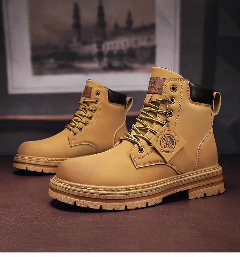 High Top Nahka Muoti Moottoripyörä Miesten Talvisaappaat Miesten Pitsi Kengät Botas Hombre_voghion.com