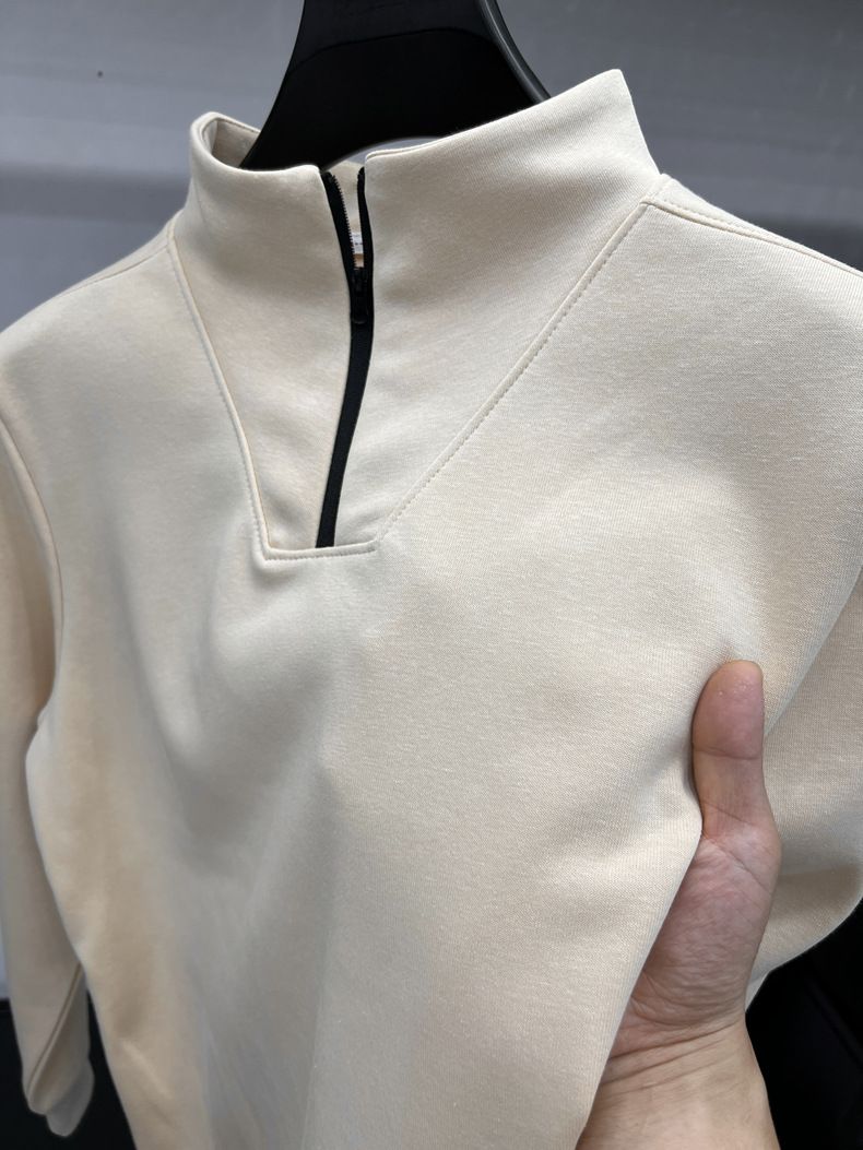 felpa mezza zip uomo manica lunga cerniera dolcevita fondo camicia uomo top marchio alla moda_voghion.com