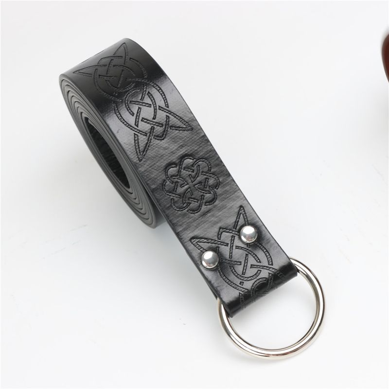 Vintage Mittelalter PU Leder Keltischer Loop Ring Emed Wikinger Gürtel Retro Accessoire Damen Herren Ritter Pirat Cosplay Kostüm_voghion.com