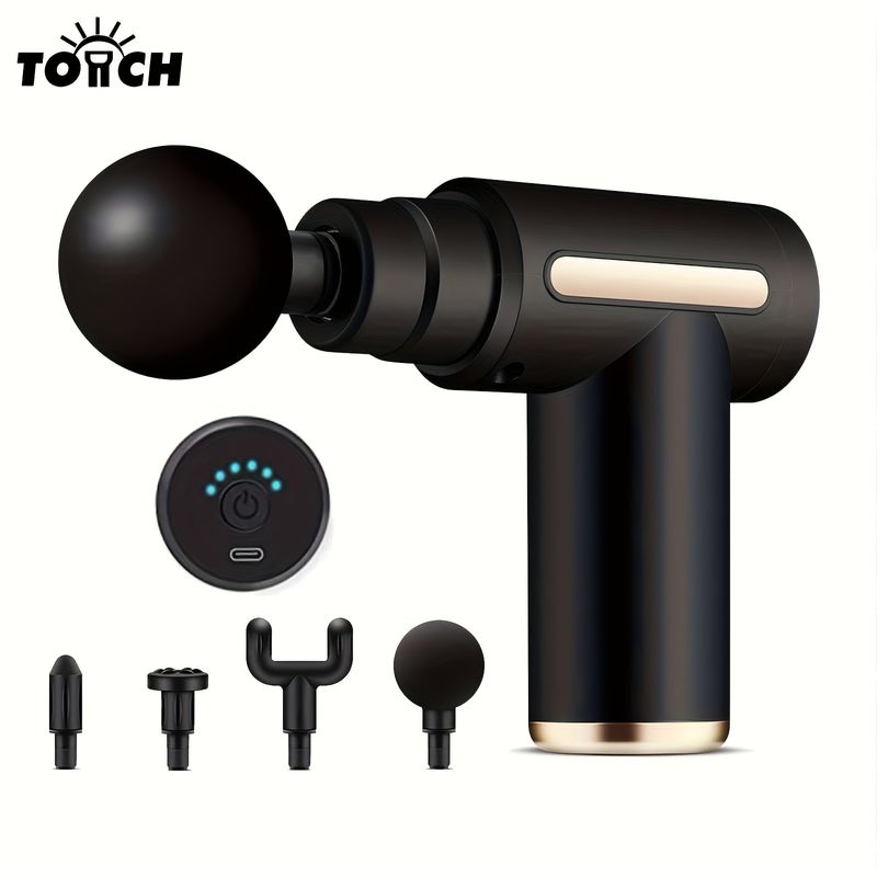 Pistolet de massage à percussion musculaire, masseur de tissus profonds portatif rechargeable de type C pour soulager les douleurs du cou et du dos_voghion.com