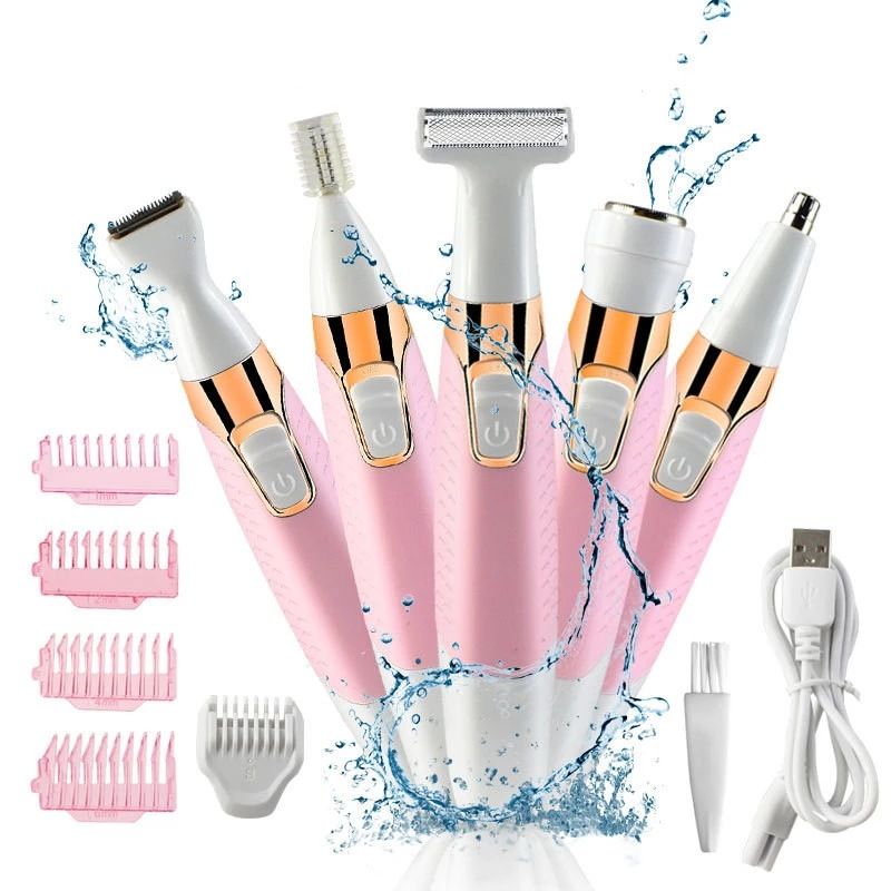 5 in 1 Lichaam Ontharing Epilator Okselhaar Bikinihaar Beenhaar Schaamhaar Elektrisch Scheerapparaat Tondeuse Scheerapparaat Trimmer_voghion.com