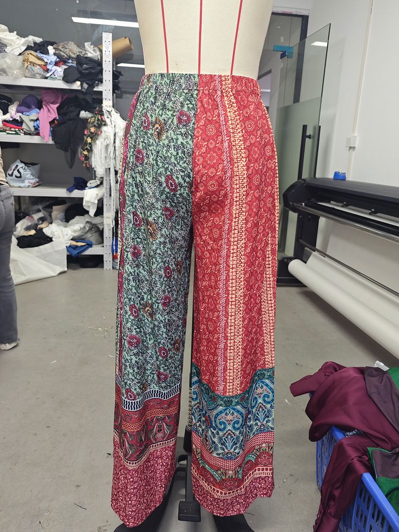 Damenbekleidung im ethnischen Stil, bedruckt, farblich passende Mode, Freizeithose für Damen_voghion.com