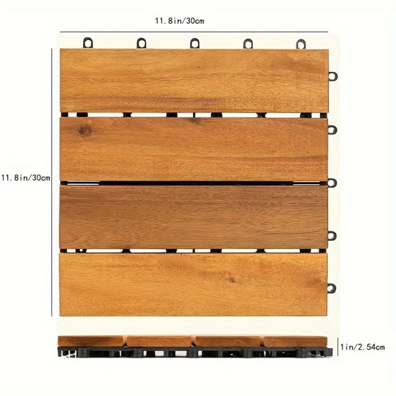 Piastrelle per pavimenti Patio Balcone 10 pezzi per interni Acacia × Pavimentazione ad incastro Piscina 11.8 Legno 11.8 Giardino Esterno Impermeabile_voghion.com