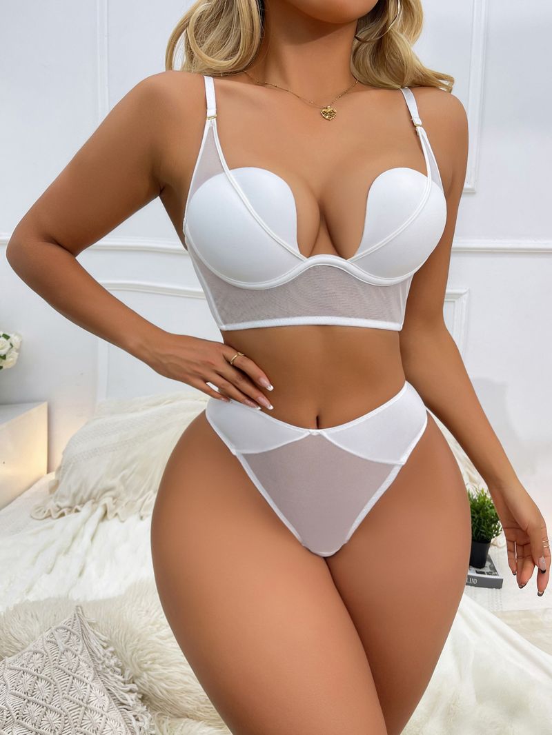 Sexy U-shaped backless invisible beauty lingerie with small chest showing large gathering and side breasts bra set_voghion.com
