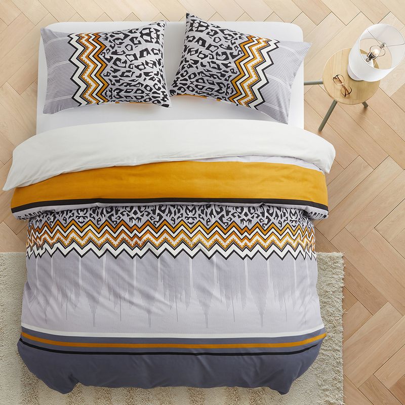 Dekbedovertrek met geometrische print, dubbelzijdig, dekbedovertrek, beddengoedset van drie stuks in zacht polyester - gefreesde fluwelen textuur_voghion.com