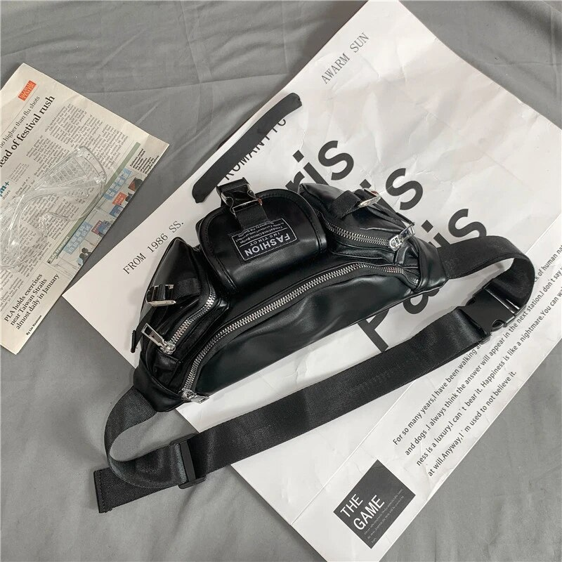 Brand Waist Bags For Young Boy Casual Chest Bag Leather Mulit-Pocket Fashion Sport Leisure Male Fanny Pack Men688_voghion.com