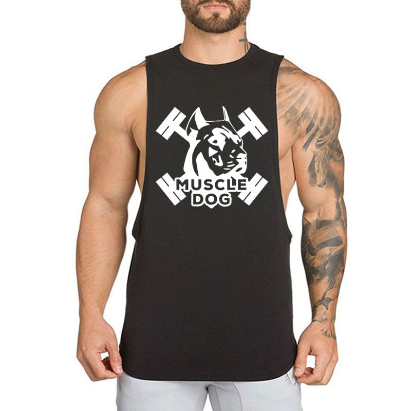 Sports Sleeveless Loose For Running Breathable Training Fitness Dog Print Vest Cotton_voghion.com