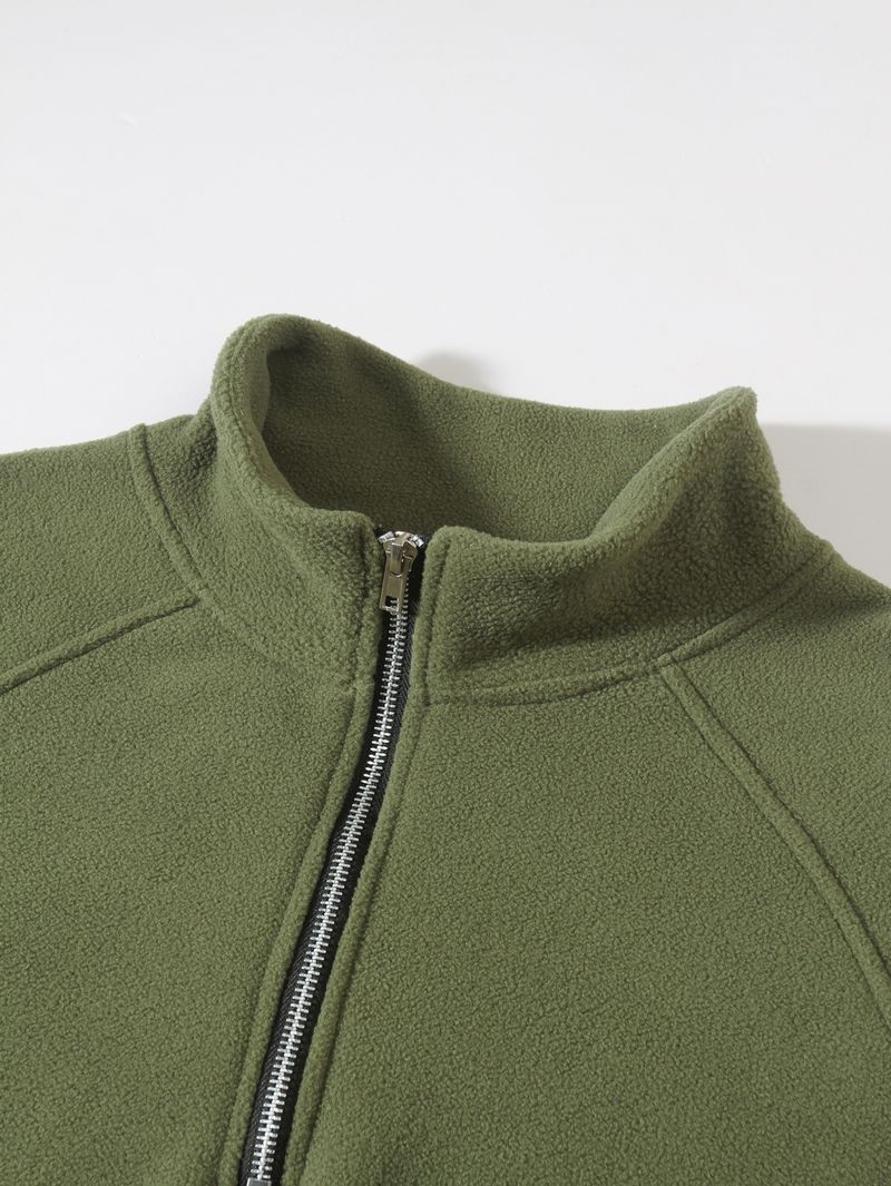 Herrenbekleidung Schlanker Stehkragen Langarmpullover Persönlichkeitsstil Lässige Korallenvliesjacke_voghion.com
