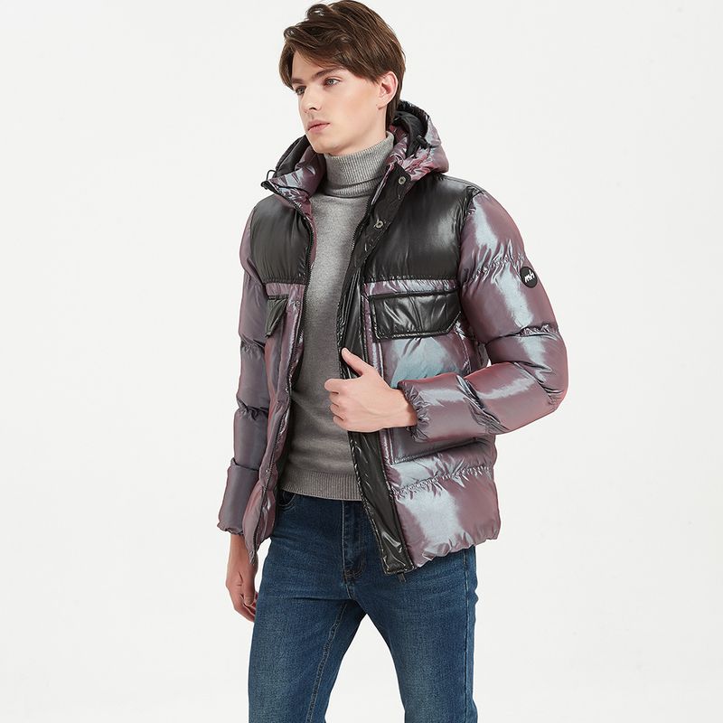 Chaqueta de algodón con capucha de invierno para hombre con diseño reflectante - Parka holgada de gran tamaño para uso informal y al aire libre (S-XXL, morado)_voghion.com