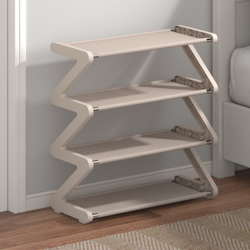 4-Tier Z-Shaped Plastic Shoe Rack – Space-Saving, Easy Assembly, Modern Shoe Organizer For Home (Grey/Blue/Pink/Black)_voghion.com
