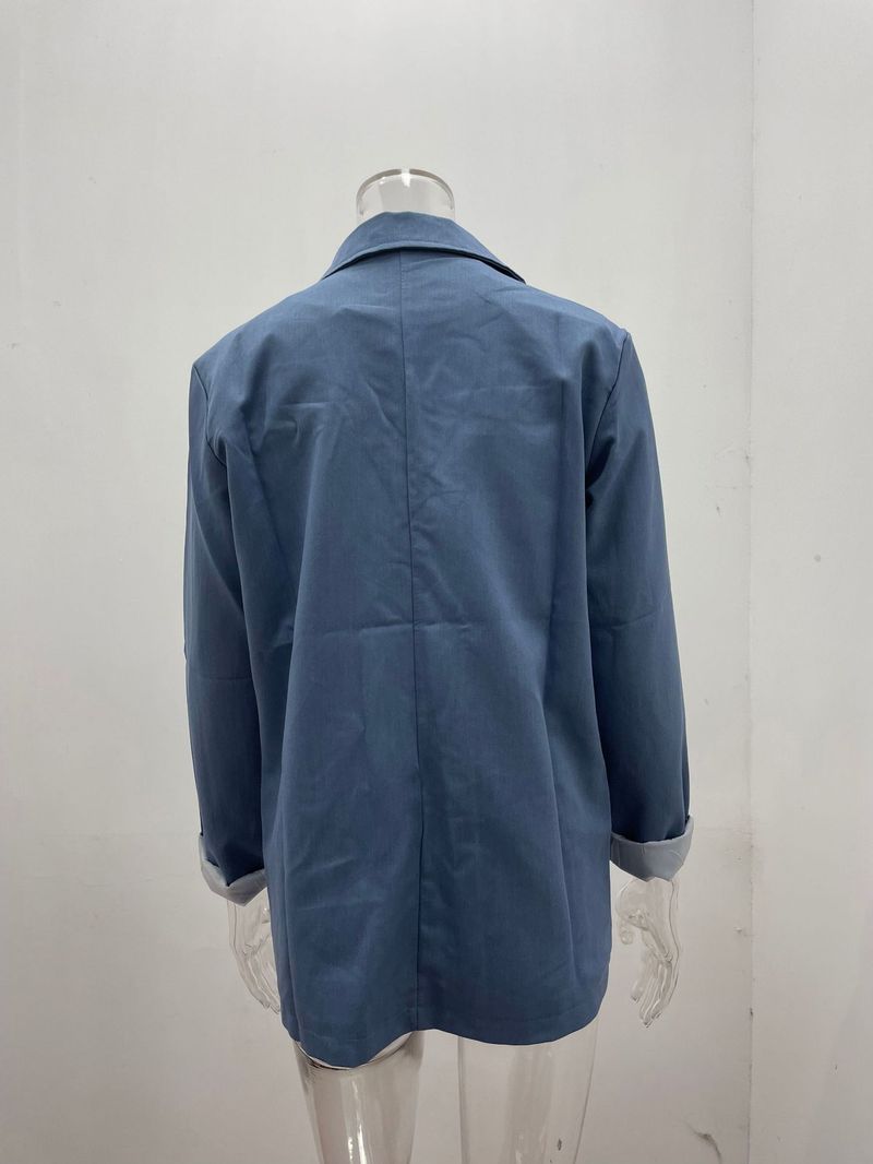 Giacca da donna primaverile e autunnale a maniche lunghe in tinta unita alla moda_voghion.com
