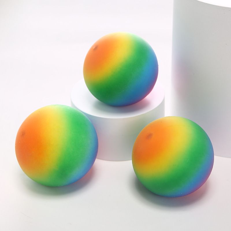 Squishies in schiuma, palla di farina arcobaleno, palla di sfiato, giocattolo di decompressione, rimbalzo lento, musica di pizzico, palla di decompressione, musica di pizzico portatile_voghion.com