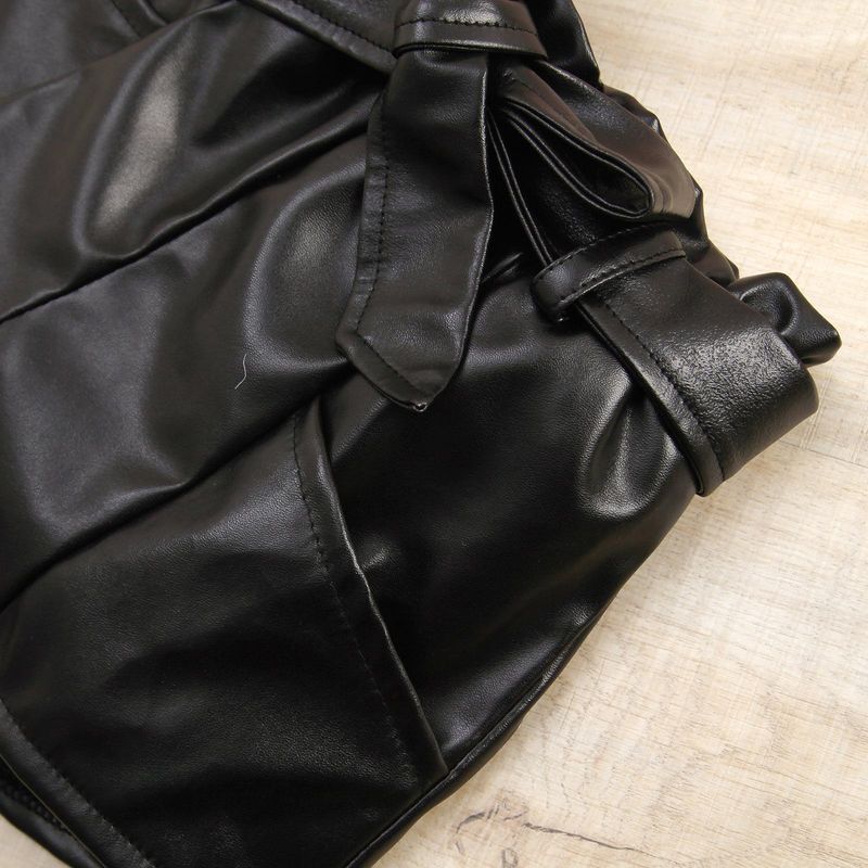 Mother & Kids Children's Clothing Popular Spring And Summer Fur Suspenders Solid Color Leather Shorts Suit With Belt_voghion.com