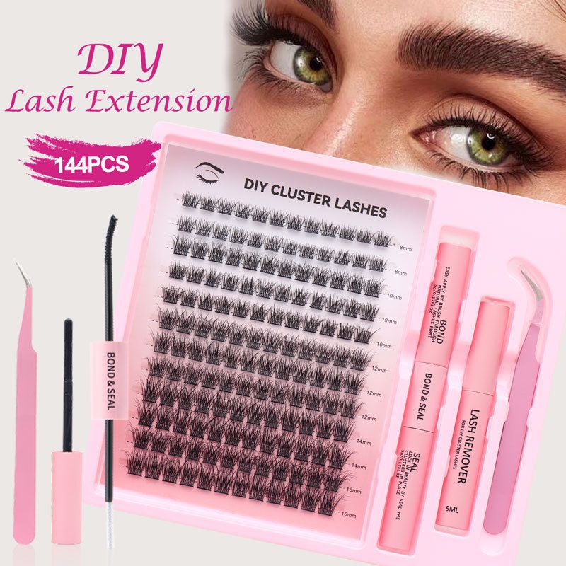 Eyelashes Set DIY False Eyelashes 8 16mm Mixed Length Eyelashes HBS15 16 T50 Glue Tool Set D Curling_voghion.com