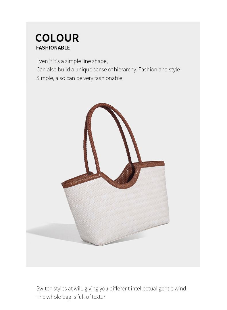 Borsa tote in pelle intrecciata con tasca interna, borsa a tracolla di grande capacità per uso quotidiano, shopping, viaggi - Design marrone chic_voghion.com