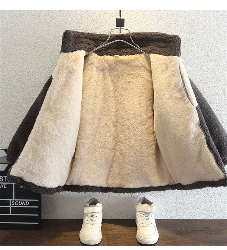 Boys' Fleece-Lined Winter Coat – Cozy Lamb Wool Jacket With Letter Print (100-160cm, Grey/Black/Green/Pink/White)_voghion.com