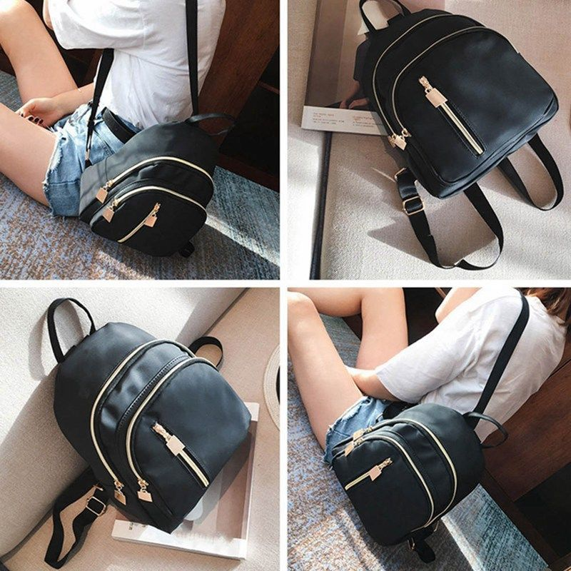 Kjiuyou Moda Feminina Nylon Cor Sólida Mochila Viagem Escola Bolsa de Ombro Bolsa de Mão_voghion.com