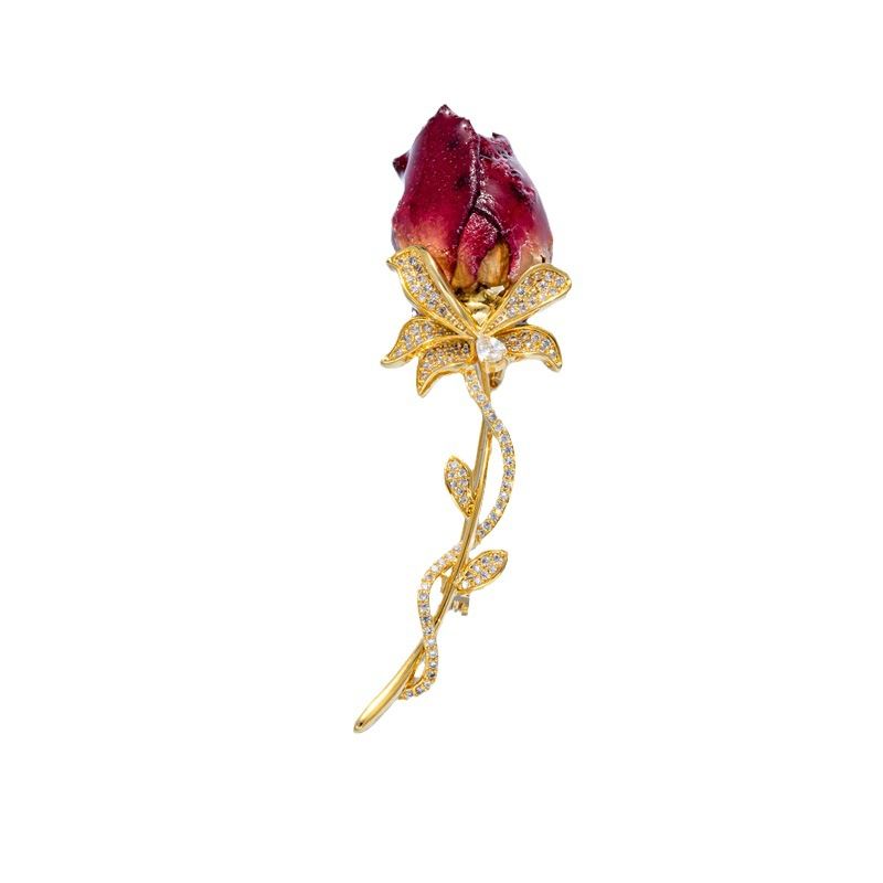 Broche de rosa retro europeo y americano de diseño original, broche de flor seca de alta gama de nicho_voghion.com