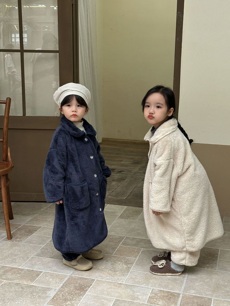 Pijamas de franela para niños, camisón largo de otoño/invierno para bebés, conjunto de ropa de casa de terciopelo Coral para niños y niñas_voghion.com