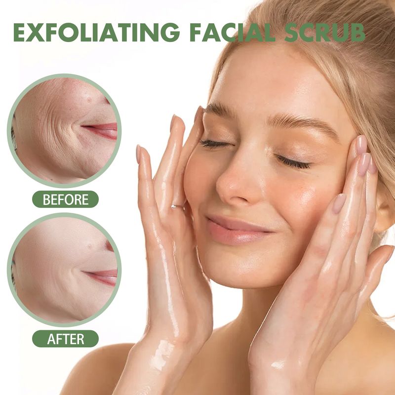 Hoygi Exfoliating Facial Scrub, Deep Cleaning Removes Impurities From Fine Lines Firming Delicate Refreshing Smooth Cream_voghion.com