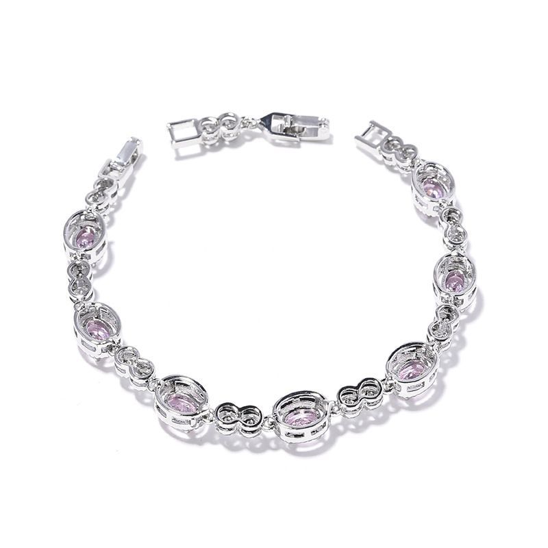 Korean Blue Color Treasure Rectangular Light Pure Handmade Inlaid Geometric Colored Zircon Bracelet For Women_voghion.com