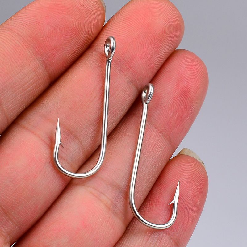 Single Barbed Rock Sea Fishing High Carbon Steel Long Handle Lure Fish Hook With Hole And Loop 100 Pieces/Pack_voghion.com