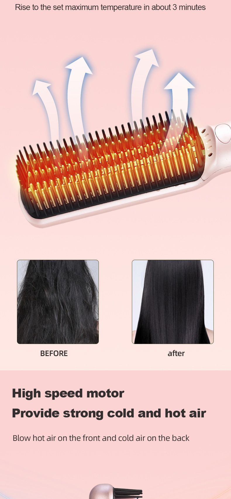 Volumenkamm mit Heiß- und Kaltluft, Glätteisen mit Verbrühungsschutz und LCD, 2-in-1-Haarstyling-Tool_voghion.com
