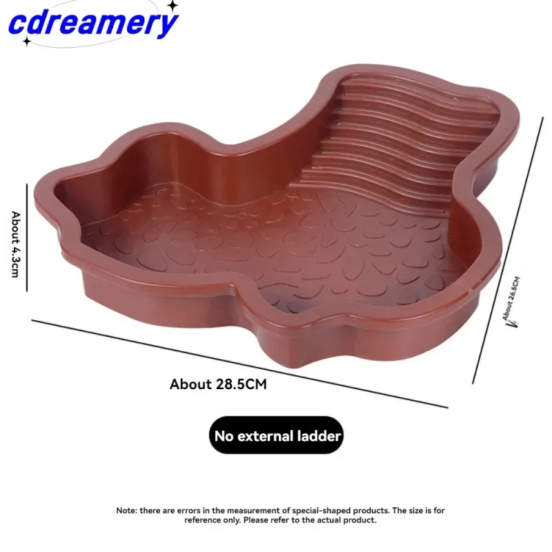 Turtles Bathing Pool Water Bowl With Slip Proof 35x28.50cm Friendly Habitat With Steps For Reptiles Resting And Soaking_voghion.com