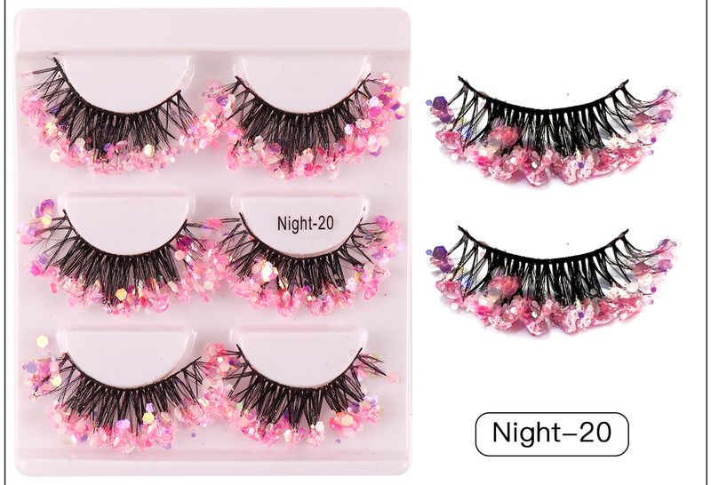 Falsche Wimpern Neue chemische Faser Pailletten falsche Wimpern leuchtende Bühnenperformance dicke gekräuselte Wimpern_voghion.com