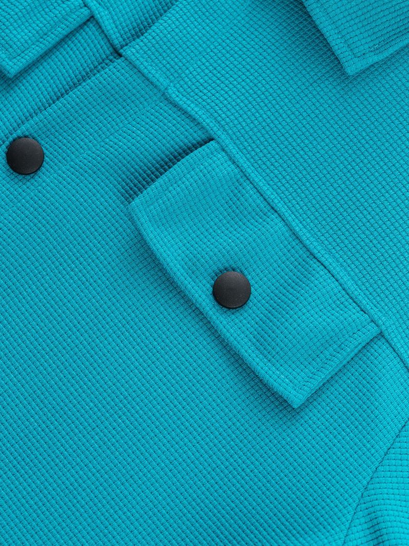 Men's Waffle-Knit Long Sleeve Jacket – Lightweight Casual Open Front Coat With Pockets, Solid Color Loungewear For Fall (S-Xxxl)_voghion.com