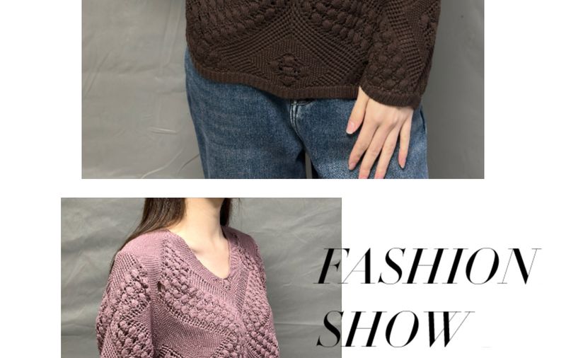 Maglione casual elegante da donna, nuovo maglione lavorato a maglia con scollo a V e maniche lunghe, primavera e autunno_voghion.com